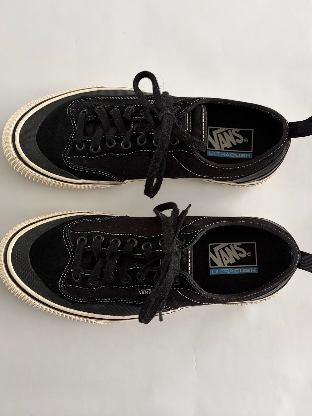 Vans Black Low-Top Suede Canvas Sneakers with Off-White Sole